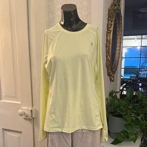 Coolibar Athletic Butter Yellow Long Sleeve SPF 50+ Sun Protection Swim Large